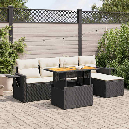 Set Divano da Giardino 6 pz con Cuscini Nero in Polyrattan | homemem39