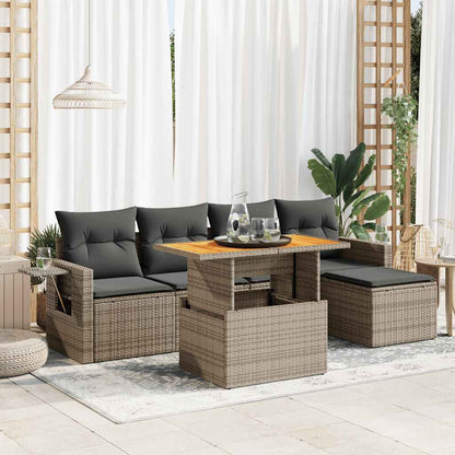 Set Divano da Giardino 6 pz con Cuscini Grigio in Polyrattan | homemem39