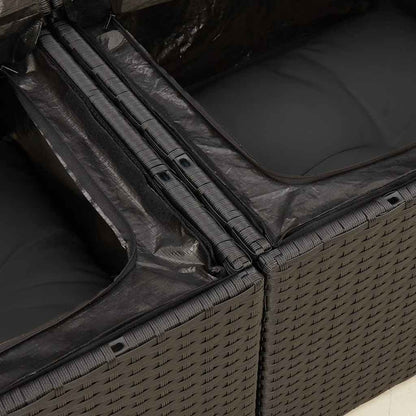 Set Divani da Giardino 5 pz con Cuscini in Polyrattan Nero