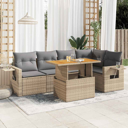 Set Divano da Giardino 6 pz con Cuscini Beige in Polyrattan | homemem39