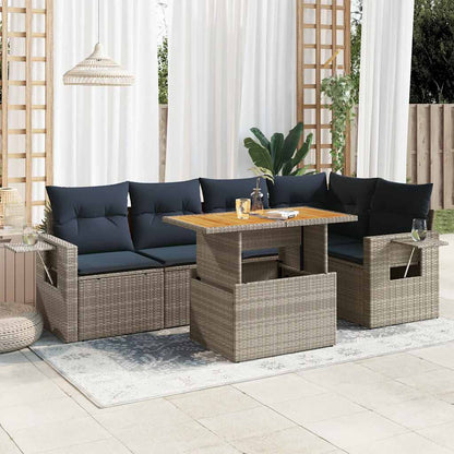 Set Divano da Giardino 6 pz con Cuscini Grigio in Polyrattan | homemem39