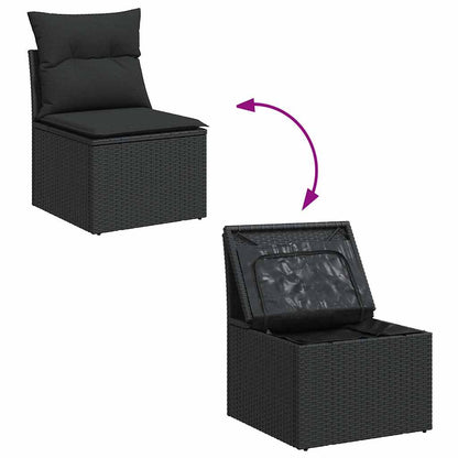 Set Divani da Giardino con Cuscini 7pz Nero Polyrattan | homemem39
