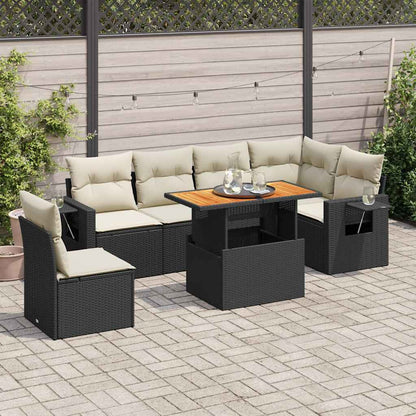 Set Divani da Giardino con Cuscini 7pz Nero Polyrattan | homemem39