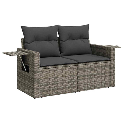 Set Divani da Giardino 7 pz con Cuscini Grigio in Polyrattan | homemem39
