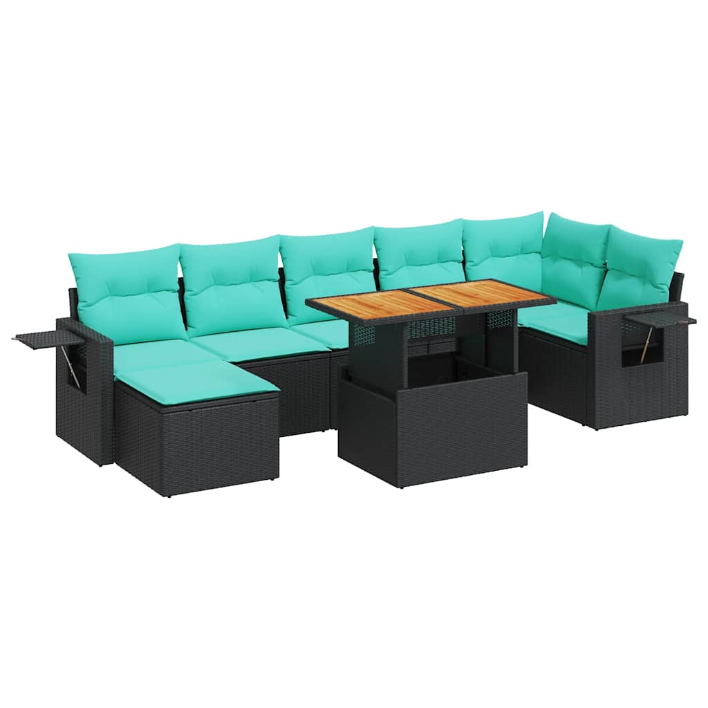 Set Divani da Giardino con Cuscini 8 pz Nero in Polyrattan | homemem39