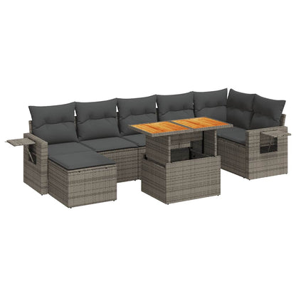 Set Divano da Giardino 8 pz con Cuscini Grigio in Polyrattan | homemem39