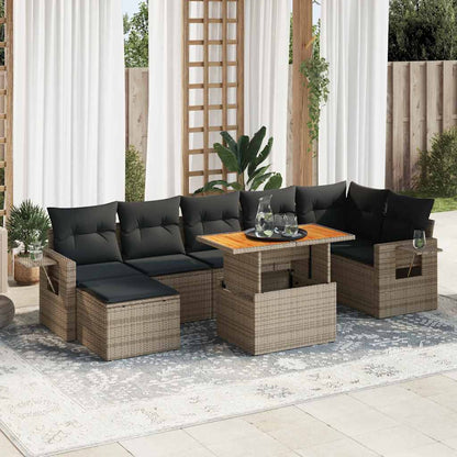 Set Divano da Giardino 8 pz con Cuscini Grigio in Polyrattan | homemem39