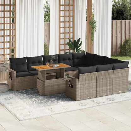 Set Divani da Giardino 11 pz con Cuscini in Polyrattan Grigio | homemem39