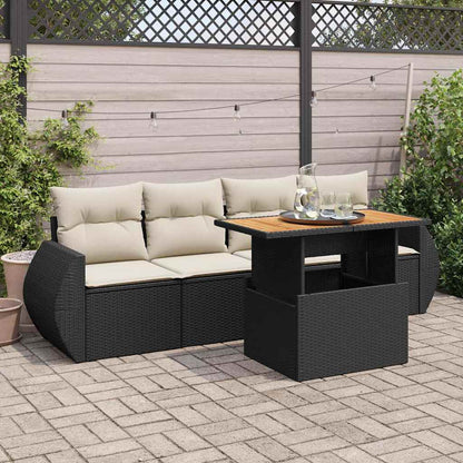 Set Divani da Giardino 5 pz con Cuscini in Polyrattan Nero | homemem39
