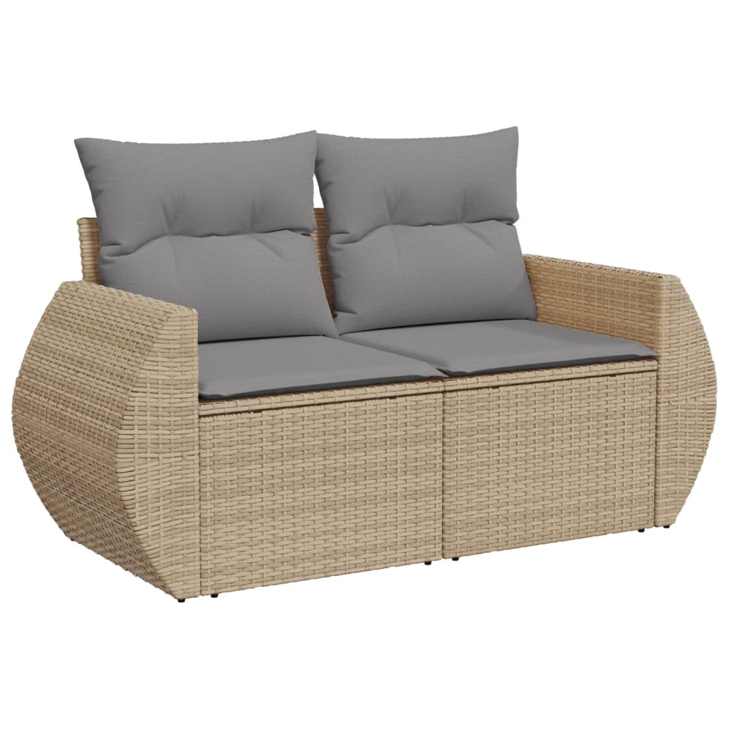 Set Divano da Giardino 5 pz con Cuscini Beige in Polyrattan