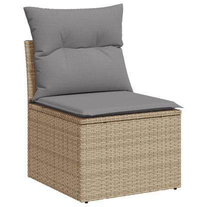 Set Divano da Giardino 5 pz con Cuscini Beige in Polyrattan