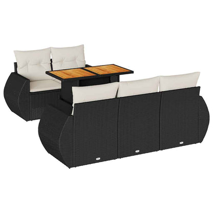 Set Divano da Giardino 6 pz con Cuscini Nero in Polyrattan | homemem39