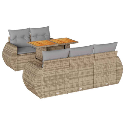Set Divano da Giardino 6 pz con Cuscini Beige in Polyrattan | homemem39
