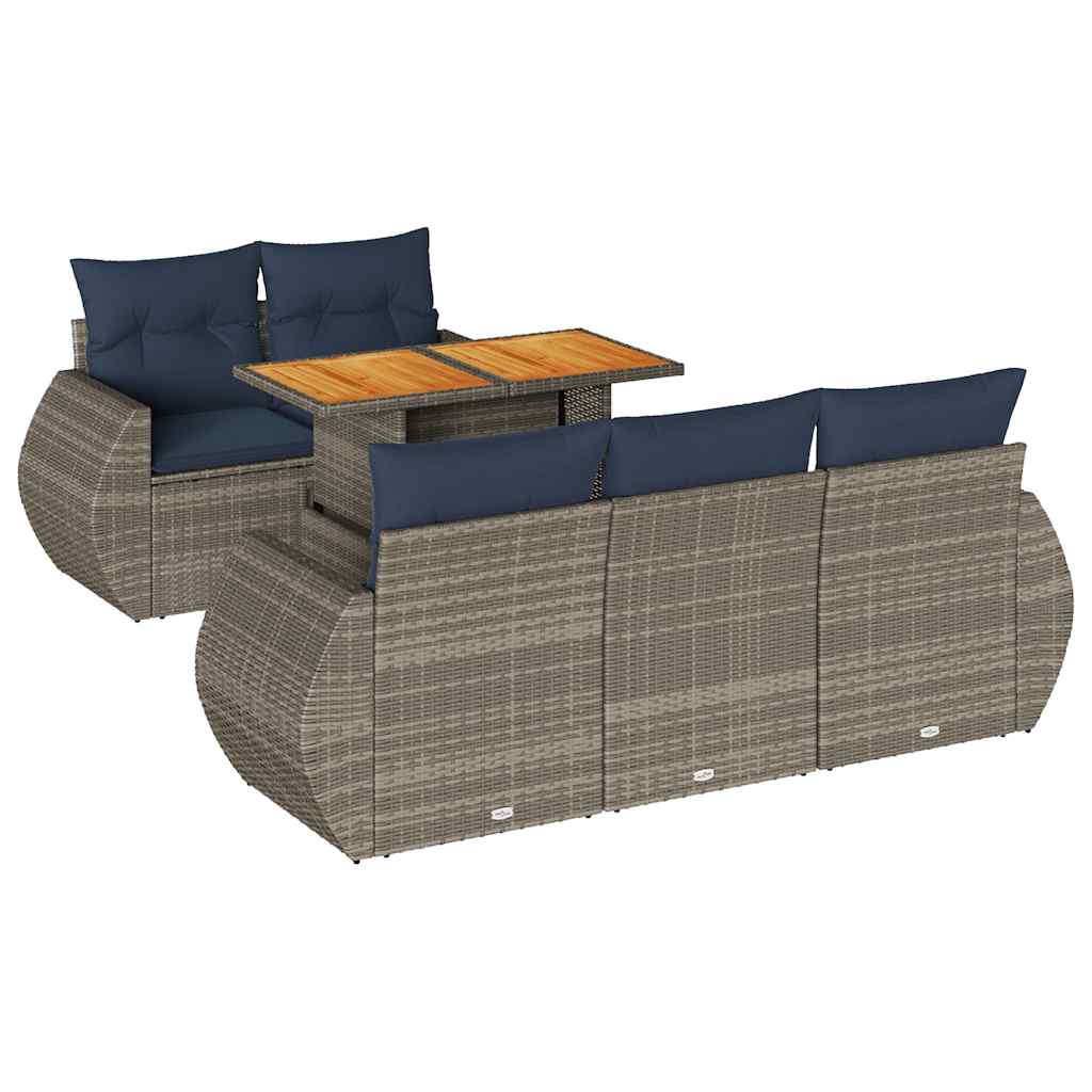 Set Divano da Giardino 6 pz con Cuscini Grigio in Polyrattan | homemem39