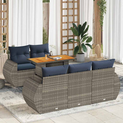 Set Divano da Giardino 6 pz con Cuscini Grigio in Polyrattan | homemem39