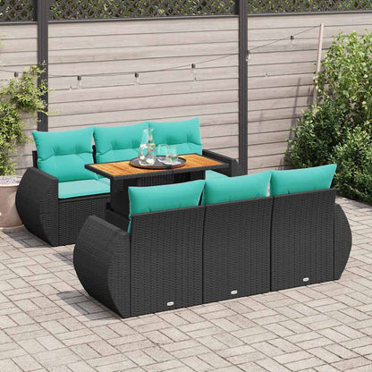 Set Divani da Giardino con Cuscini 7pz Nero Polyrattan | homemem39