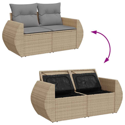 Set Divani da Giardino 7 pz con Cuscini Beige in Polyrattan | homemem39