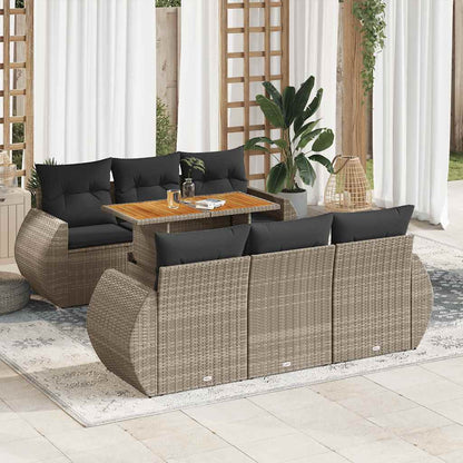 Set Divani da Giardino 7 pz con Cuscini Grigio in Polyrattan | homemem39