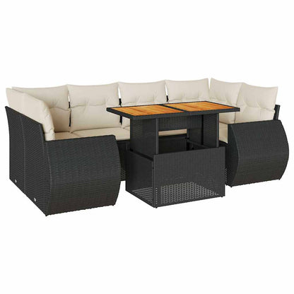 Set Divani da Giardino con Cuscini 7pz Nero Polyrattan | homemem39