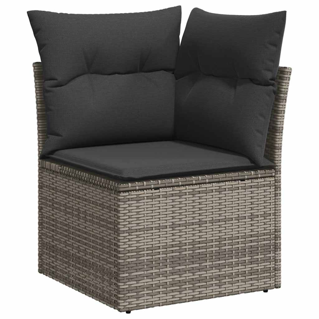 Set Divani da Giardino 7 pz con Cuscini Grigio in Polyrattan | homemem39