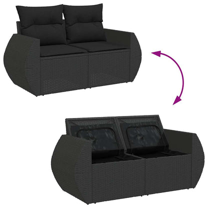 Set Divani da Giardino con Cuscini 8 pz Nero in Polyrattan - homemem39