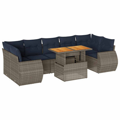 Set Divano da Giardino 8 pz con Cuscini Grigio in Polyrattan | homemem39