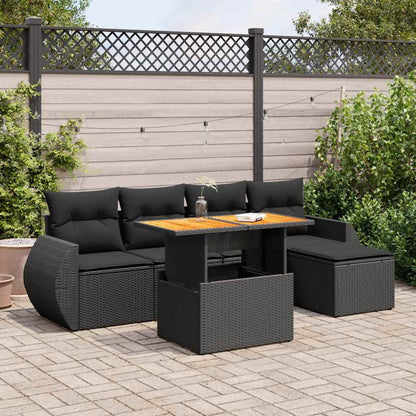 Set Divano da Giardino 6 pz con Cuscini Nero in Polyrattan | homemem39