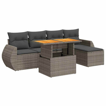 Set Divano da Giardino 6 pz con Cuscini Grigio in Polyrattan | homemem39