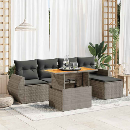 Set Divano da Giardino 6 pz con Cuscini Grigio in Polyrattan | homemem39