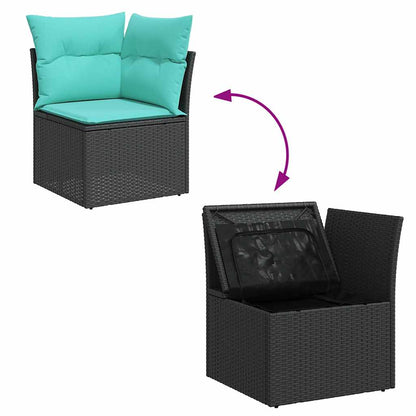 Set Divano da Giardino 6 pz con Cuscini Nero in Polyrattan