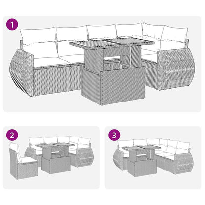 Set Divano da Giardino 6 pz con Cuscini Beige in Polyrattan | homemem39