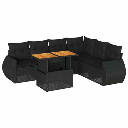 Set Divani da Giardino con Cuscini 7pz Nero Polyrattan - homemem39