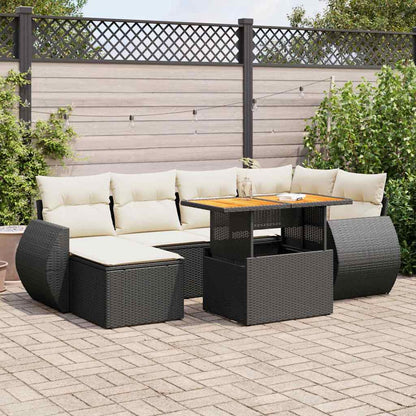 Set Divani da Giardino con Cuscini 7pz Nero Polyrattan | homemem39