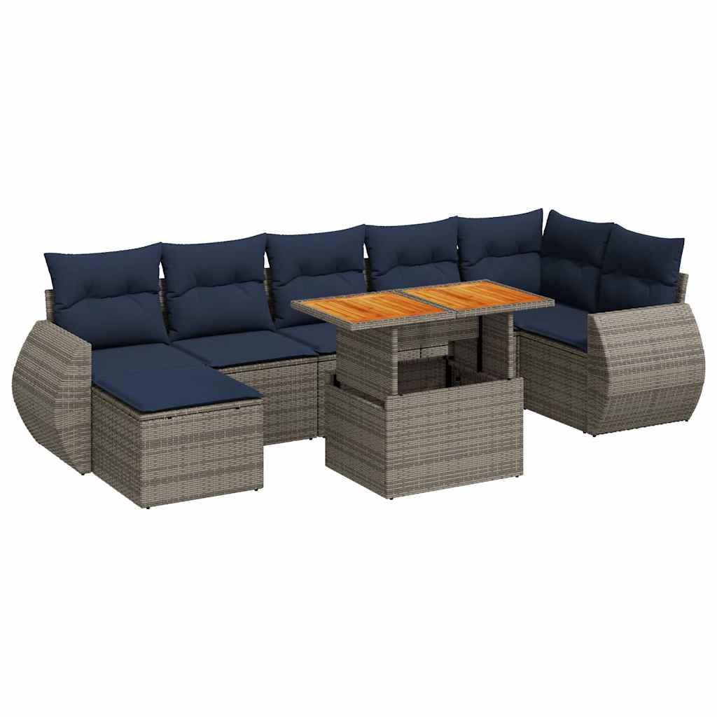 Set Divano da Giardino 8 pz con Cuscini Grigio in Polyrattan | homemem39