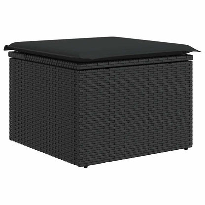 Set Divani da Giardino 9 pz con Cuscini Nero in Polyrattan
