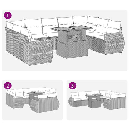 Set Divano da Giardino 10 pz con Cuscini Grigio in Polyrattan | homemem39