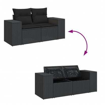 Set Divani da Giardino 5 pz con Cuscini in Polyrattan Nero