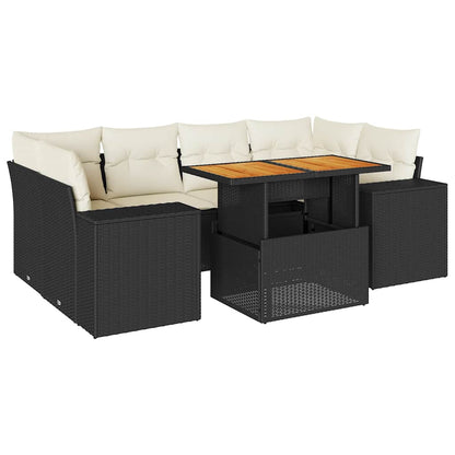 Set Divani da Giardino con Cuscini 7pz Nero Polyrattan | homemem39