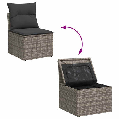 Set Divano da Giardino 8 pz con Cuscini Grigio in Polyrattan | homemem39