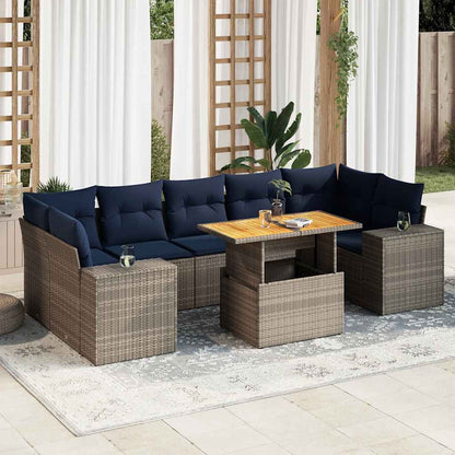 Set Divano da Giardino 8 pz con Cuscini Grigio in Polyrattan | homemem39
