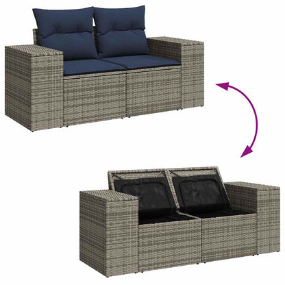 Set Divano da Giardino 6 pz con Cuscini Grigio in Polyrattan | homemem39