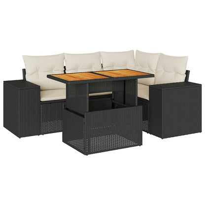 Set Divani da Giardino 5 pz con Cuscini in Polyrattan Nero | homemem39