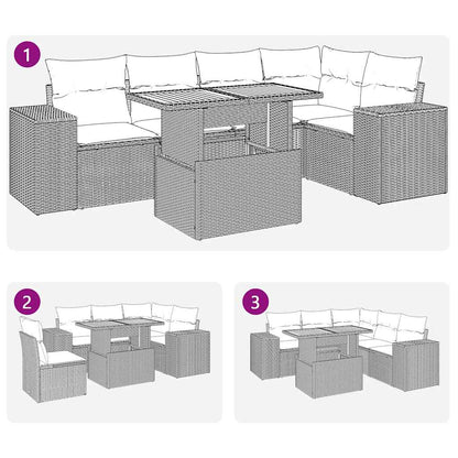 Set Divano da Giardino 6 pz con Cuscini Nero in Polyrattan | homemem39