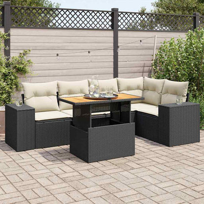 Set Divano da Giardino 6 pz con Cuscini Nero in Polyrattan | homemem39