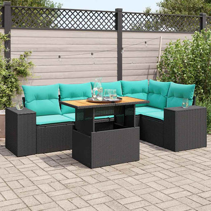 Set Divano da Giardino 6 pz con Cuscini Nero in Polyrattan | homemem39