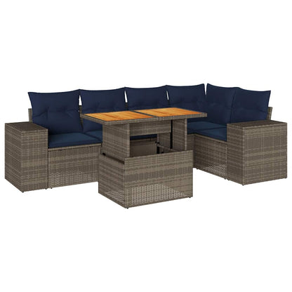 Set Divano da Giardino 6 pz con Cuscini Grigio in Polyrattan | homemem39
