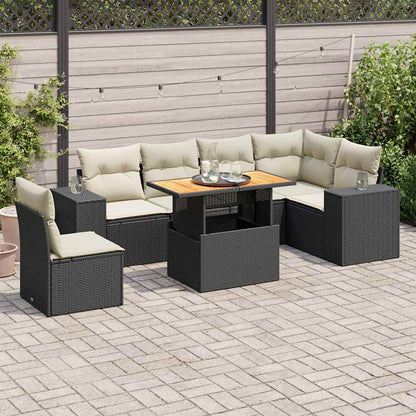 Set Divani da Giardino con Cuscini 7pz Nero Polyrattan | homemem39