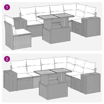 Set Divani da Giardino 7 pz con Cuscini Grigio in Polyrattan | homemem39