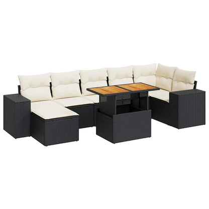 Set Divani da Giardino con Cuscini 8 pz Nero in Polyrattan | homemem39