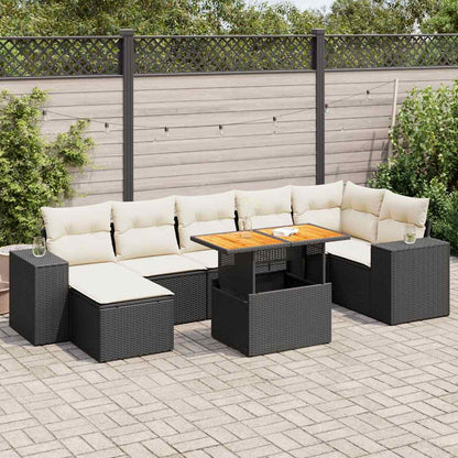 Set Divani da Giardino con Cuscini 8 pz Nero in Polyrattan | homemem39